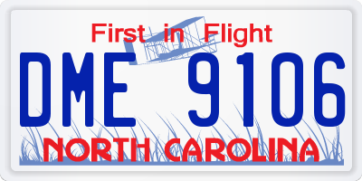 NC license plate DME9106