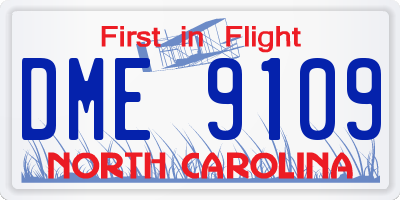 NC license plate DME9109