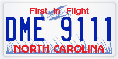 NC license plate DME9111