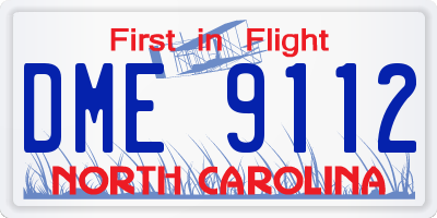 NC license plate DME9112