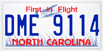 NC license plate DME9114