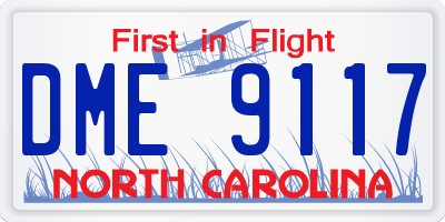 NC license plate DME9117