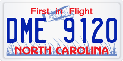 NC license plate DME9120