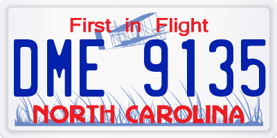 NC license plate DME9135