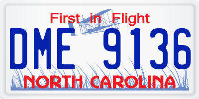 NC license plate DME9136