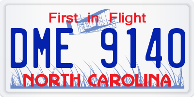 NC license plate DME9140