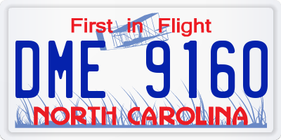 NC license plate DME9160