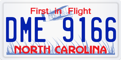 NC license plate DME9166