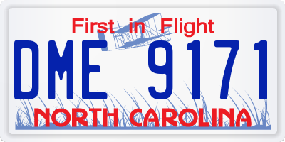 NC license plate DME9171