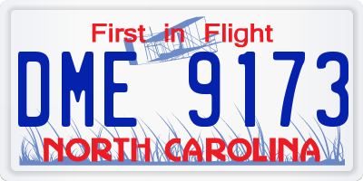 NC license plate DME9173