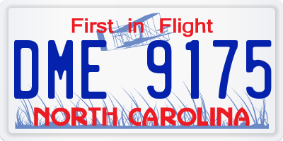 NC license plate DME9175