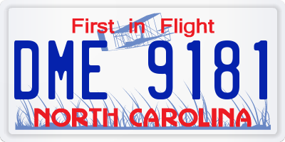 NC license plate DME9181