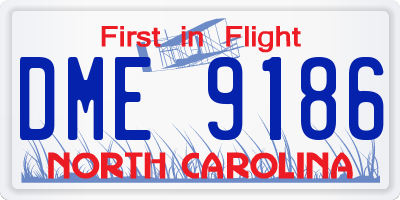 NC license plate DME9186