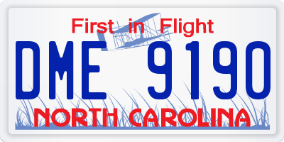 NC license plate DME9190