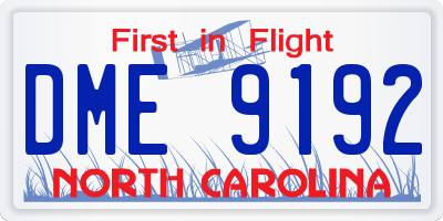 NC license plate DME9192