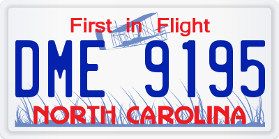 NC license plate DME9195
