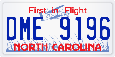 NC license plate DME9196