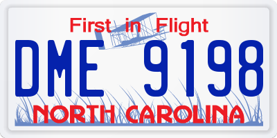 NC license plate DME9198