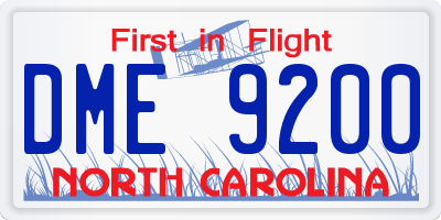 NC license plate DME9200