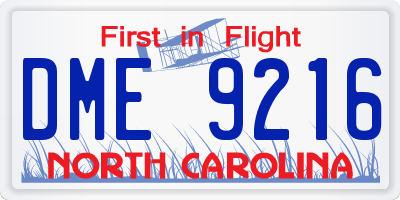 NC license plate DME9216