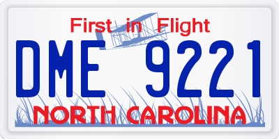 NC license plate DME9221