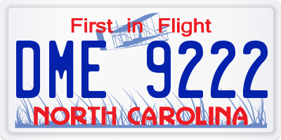 NC license plate DME9222