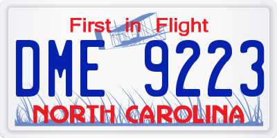 NC license plate DME9223