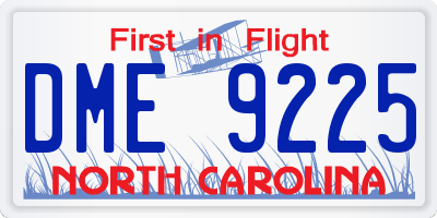 NC license plate DME9225