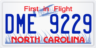 NC license plate DME9229