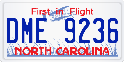 NC license plate DME9236