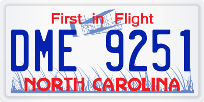 NC license plate DME9251