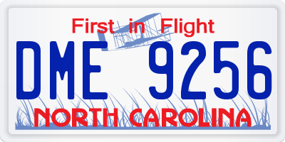 NC license plate DME9256