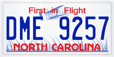 NC license plate DME9257