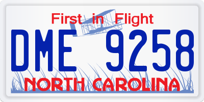 NC license plate DME9258