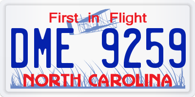 NC license plate DME9259