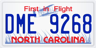 NC license plate DME9268