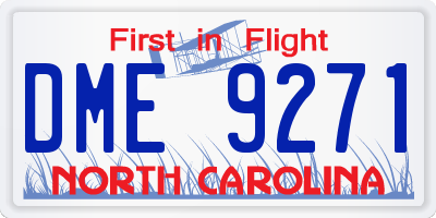 NC license plate DME9271