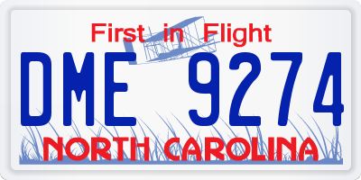 NC license plate DME9274