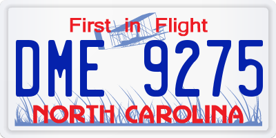 NC license plate DME9275