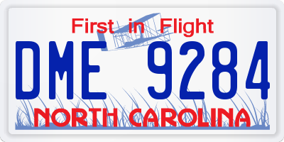 NC license plate DME9284
