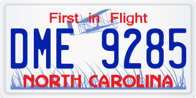 NC license plate DME9285