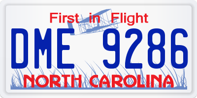 NC license plate DME9286