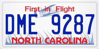 NC license plate DME9287