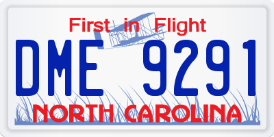 NC license plate DME9291