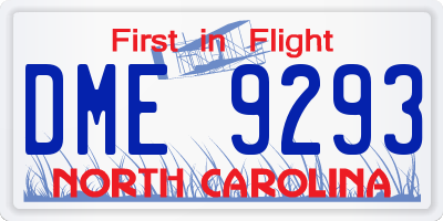 NC license plate DME9293