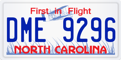 NC license plate DME9296