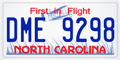 NC license plate DME9298