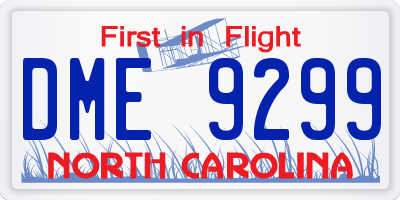 NC license plate DME9299