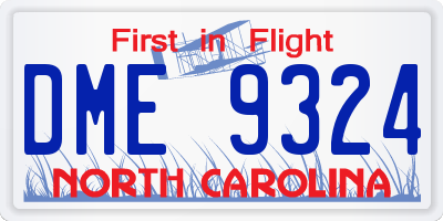 NC license plate DME9324