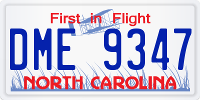 NC license plate DME9347